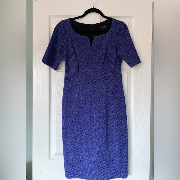 Nanette Lepore Dresses & Skirts - Nanette Lepore Womens Sheath Dress Blue Stretch Notch Neck Lined Zipper 4